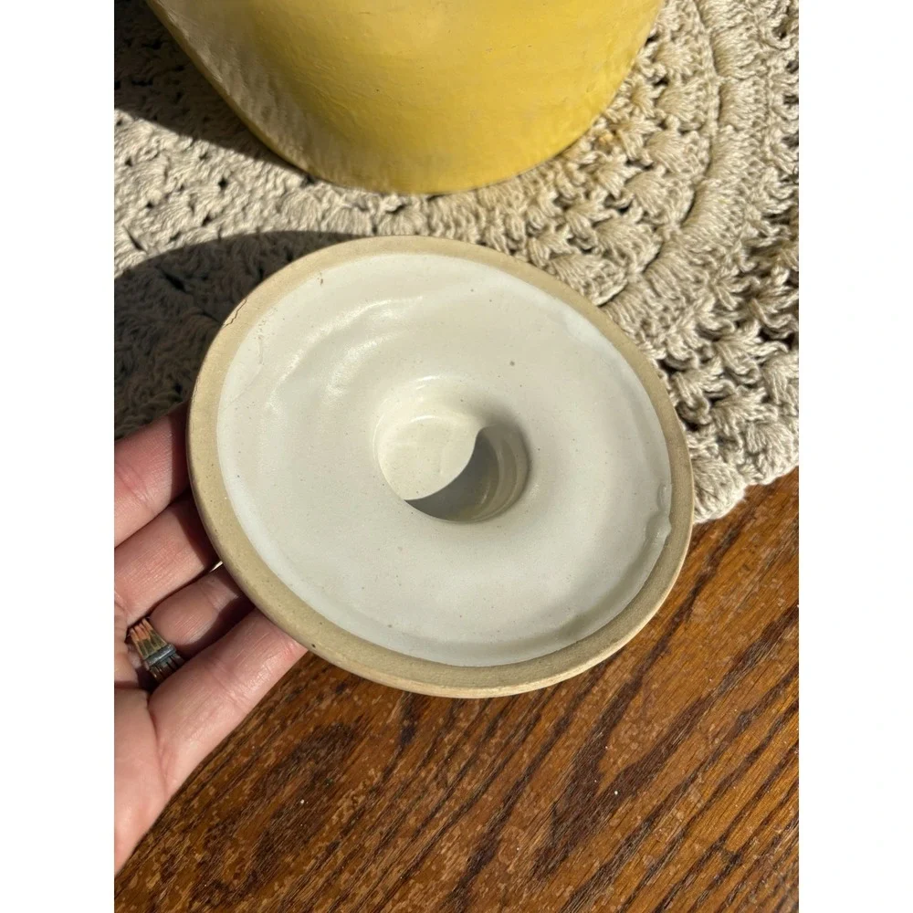 Ransburg Pottery Yellow Rooster Cookie Jar with Lid Hand Painted Crock Farm 9.5